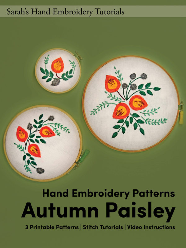 Autumn Paisley—Printable Hand Embroidery Patterns