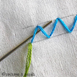 How to do Threaded Arrowhead Stitch - Sarah's Hand Embroidery Tutorials