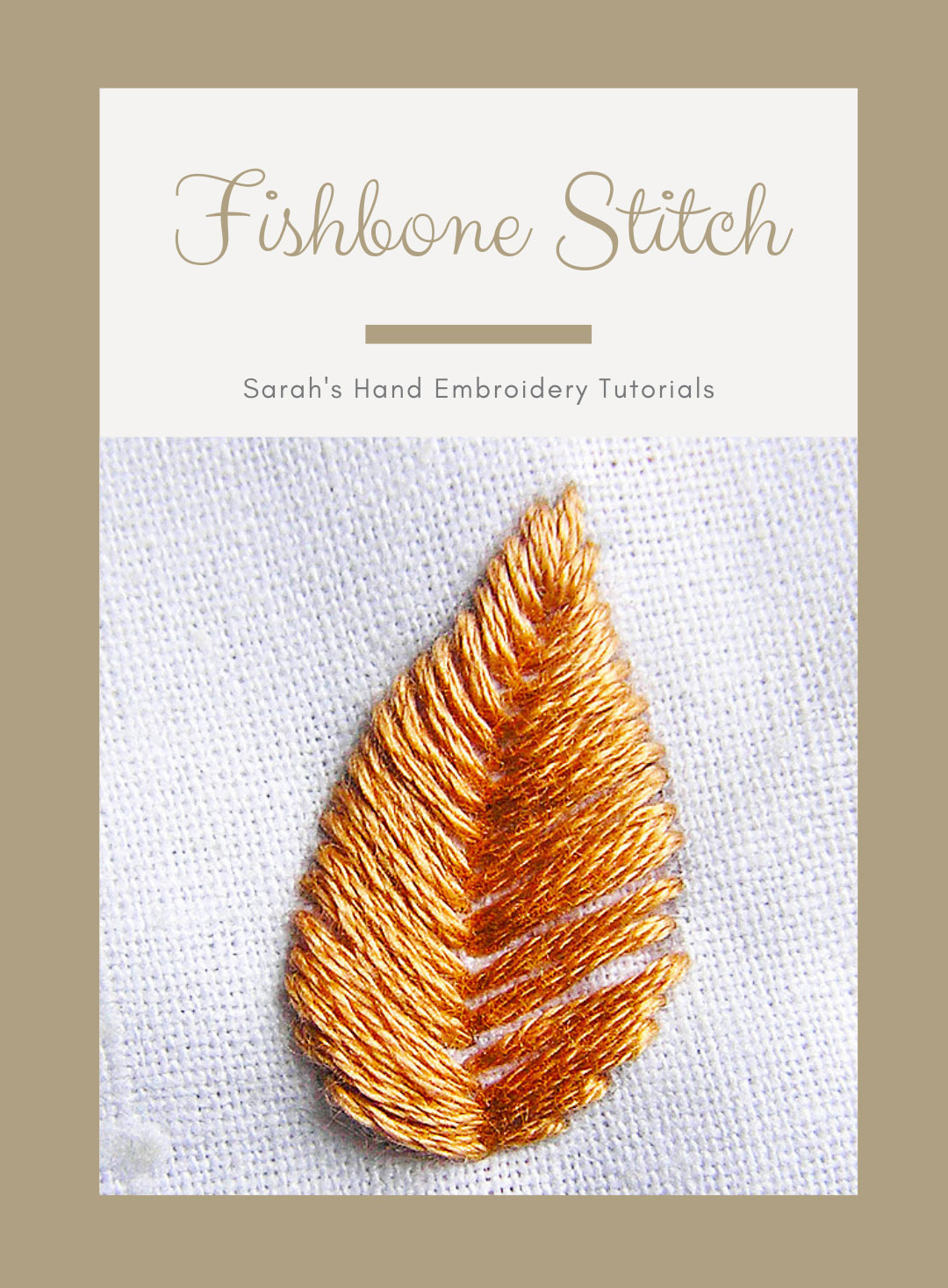 How to do Fishbone Stitch - Sarah's Hand Embroidery Tutorials