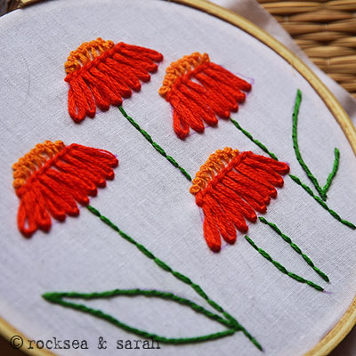 Detached Chain Stitch Embroidered Flowers (embroidery pattern)