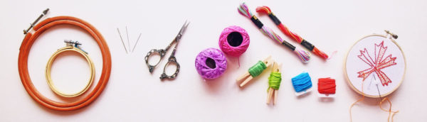 Embroidery Hoop Threads Scissors and Needles