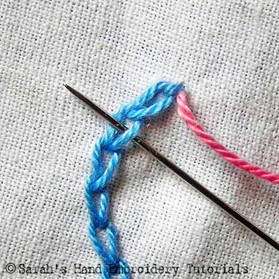 How to do the Interlaced Chain Stitch - Sarah's Hand Embroidery Tutorials