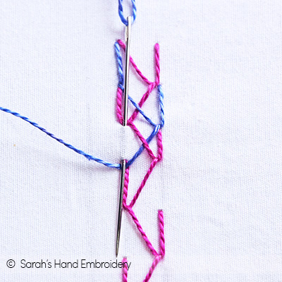 How to do the Plaited Feather Stitch - Sarah's Hand Embroidery Tutorials