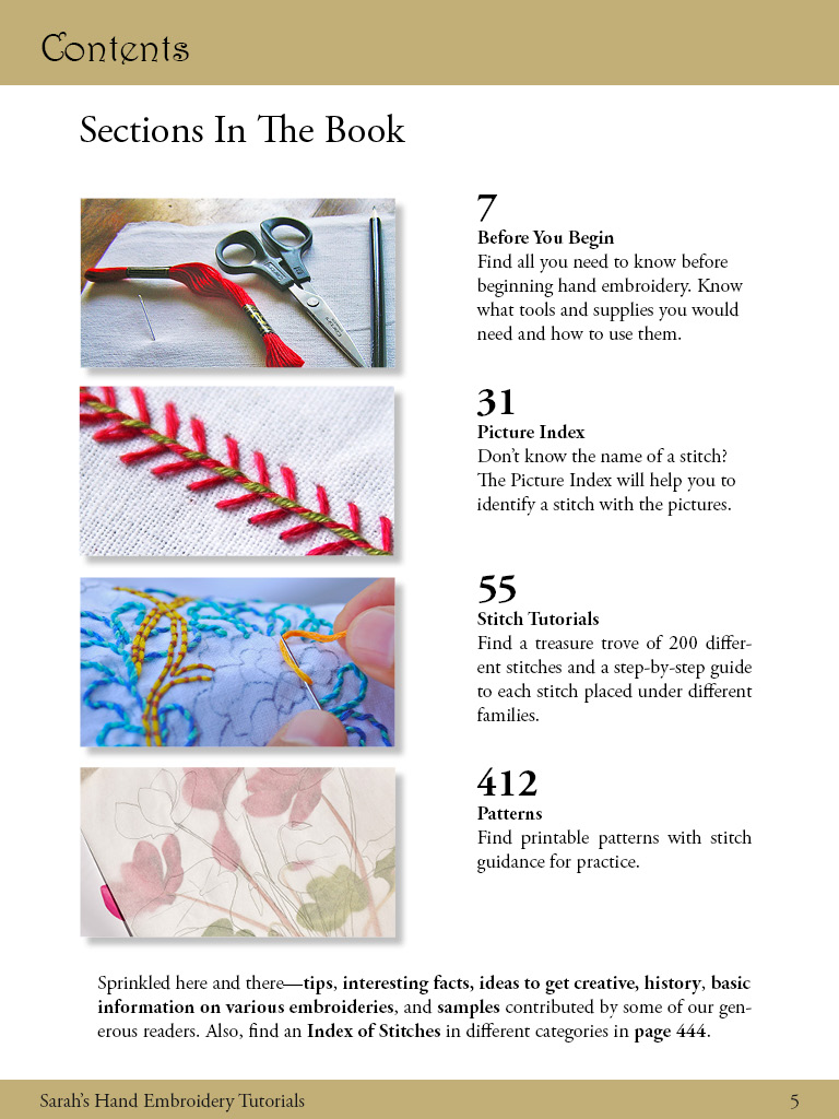 Sarah’s Hand Embroidery Book—Hand Embroidery Stitches for Everyone Sarah's Hand Embroidery