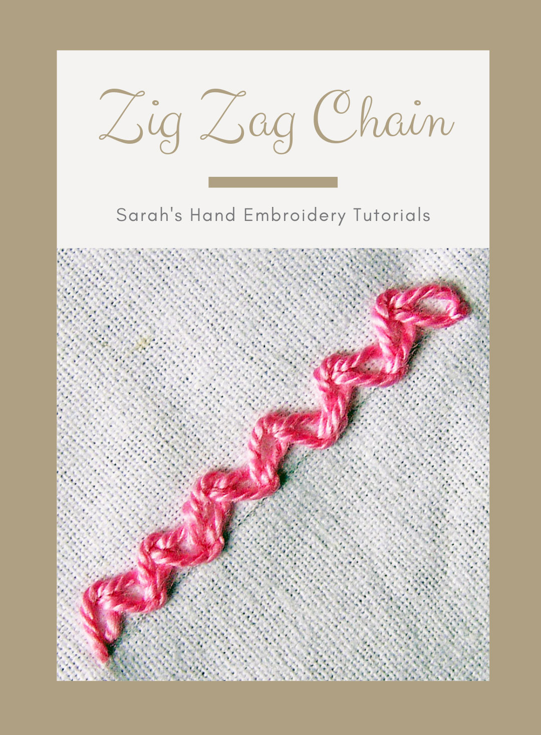 How to do Zigzag Chain Stitch - Sarah's Hand Embroidery Tutorials